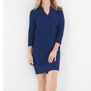 Chico’s navy blue Zenergy Neema UPF 50+ knit side inset dress/coverup